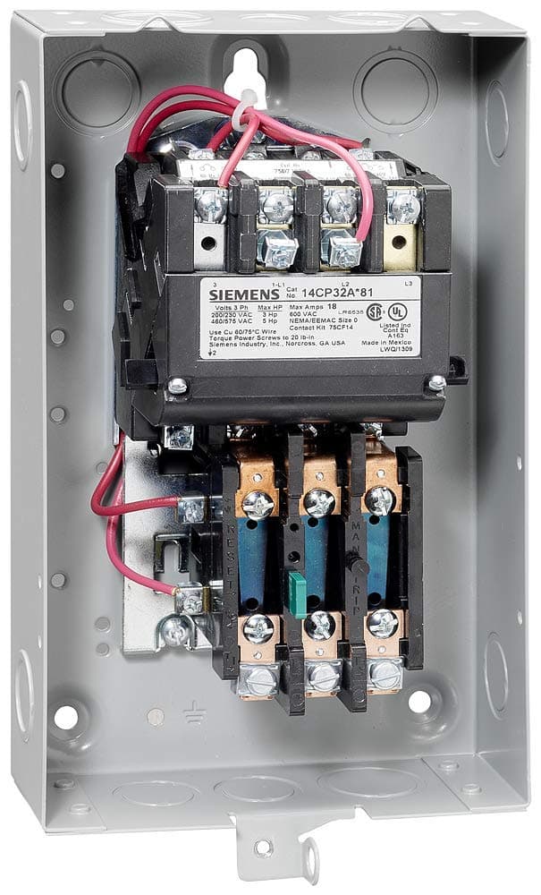 Siemens 14CP32BE81 Arrancador de motor de servicio pesado, 3 polos, tipo abierto