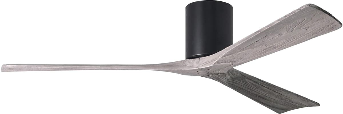 Matthews IR3H-BK-BW-60 Irene 60" Hugger para interiores/exteriores, motor DC silencioso, control remoto y pared, 3 aspas de madera barnizadas, Negro mate