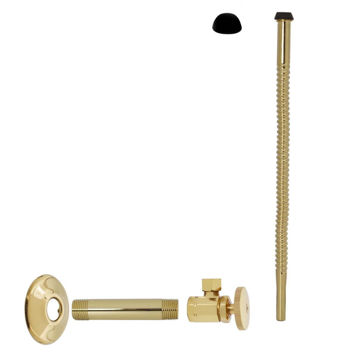 Westbrass D103K1224-01 Kit de suministro con válvula angular y manija redonda, 1/2" IPS x 3/8" OD x 12", Latón pulido (24-Pack)