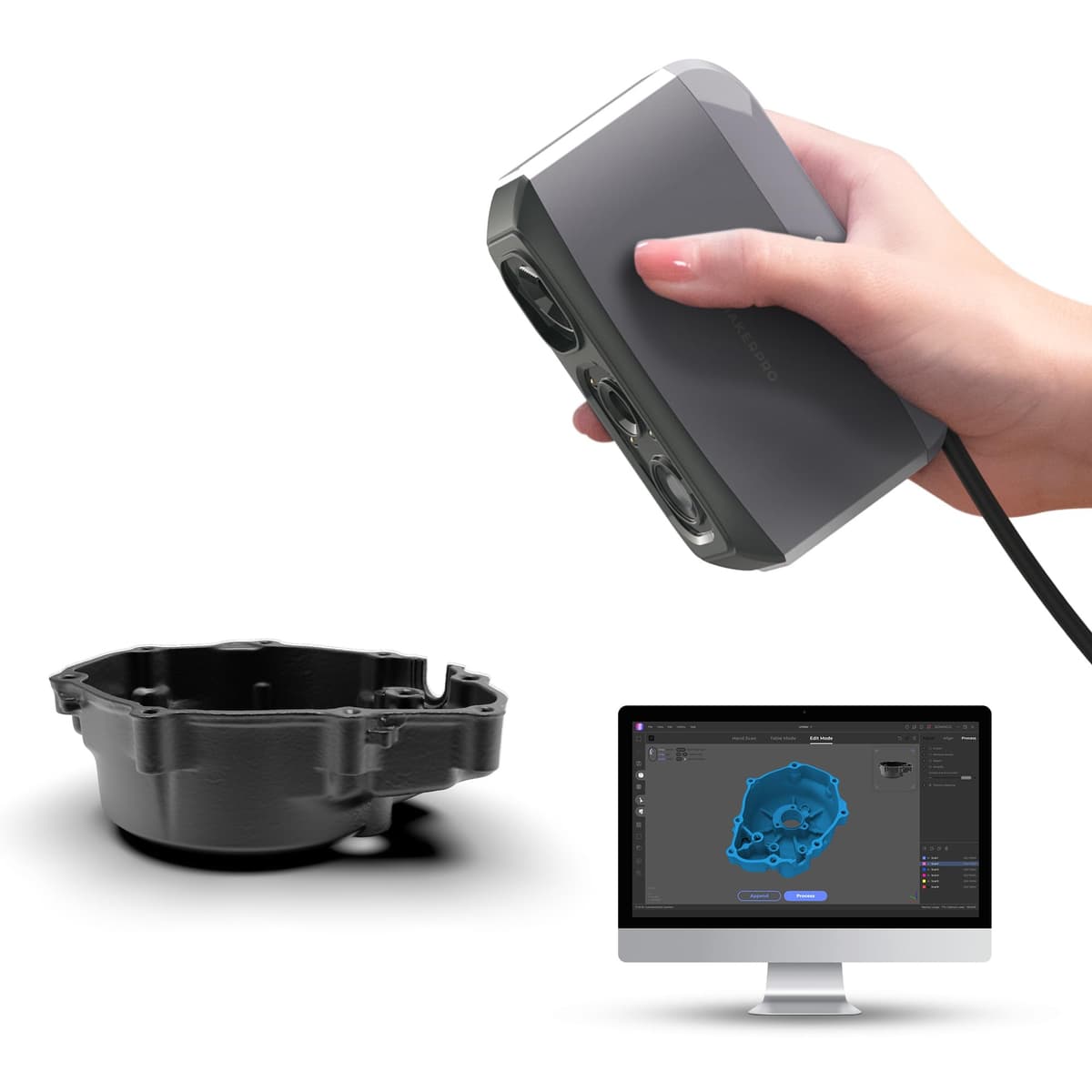 Escáner 3DMakerpro para Impresión 3D, Escáner 3D Portátil para Impresora 0.05 mm de Precisión, Velocidad de Escaneo 10 FPS para Objetos Medianos, Compatible con Android/iOS/Windows/MacOS, Moose Lite Standard 3dmakerpro 3d scanner moose lite basic