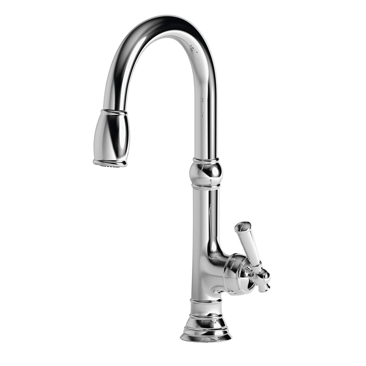 Newport Brass Grifo de Cocina Jacobean 2470-5103 con Mango de Palanca y Spray Retráctil, Cromo Pulido 2470-5103/26