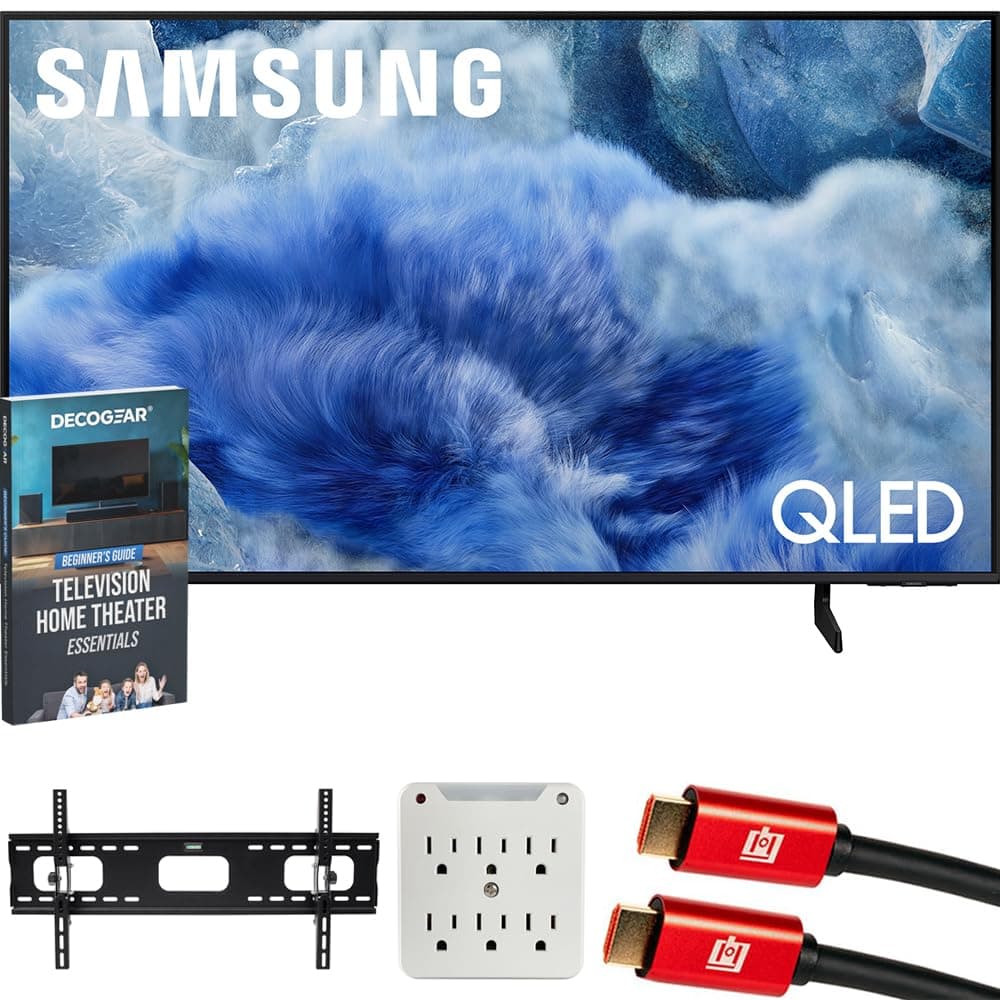 Samsung QN43Q8FAAFXZA TV QLED Q8F 4K Vision AI Smart de 43 pulgadas (2025) Paquete con soporte de pared para TV de 37"-100", 2 cables HDMI 4K, adaptador de sobretensión de 6 salidas y Guía completa para principiantes de cine en casa de Deco Gear E2SAMQN43Q8F