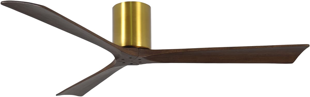Matthews Irene ventilador hugger 60" IR3H-BRBR-WA-60, 3 palas madera nogal, latón cepillado