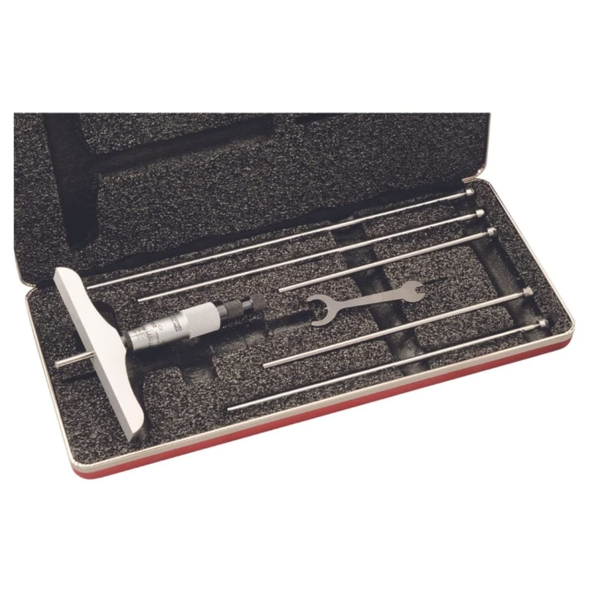 Starrett Micrómetro de profundidad 0-6" con ratchet y speeder, 6 varillas - 445BZ-6RL