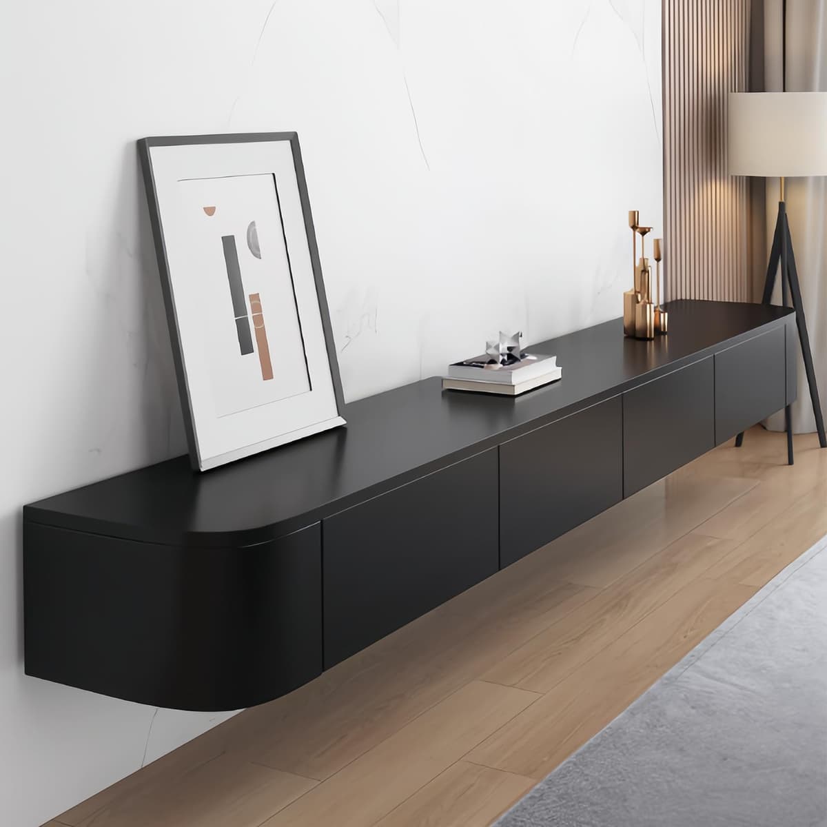 Kferfft Mueble para TV flotante montado en pared DIANSHIGUI-Y - Mueble multimedia moderno con almacenamiento oculto