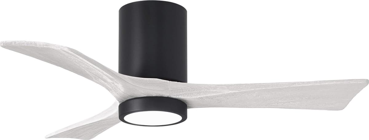 Matthews Irene 42" con Luz 5CCT Flush Mount Ventilador DC Silencioso con Control Remoto y de Pared, Negro Mate con Blanco Mate IR3HLK-BK-MWH-42