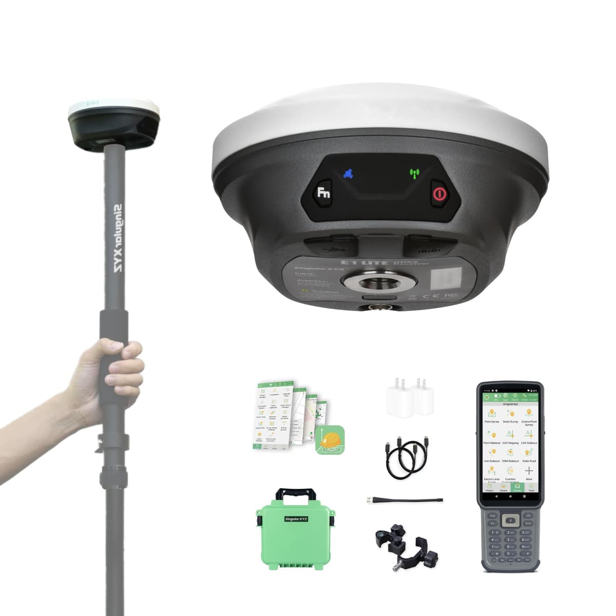 SingularXYZ E1 Lite GNSS RTK Rover 1408 Canales con SC200 y Software para Topografía E1 Lite GNSS RECEIVER
