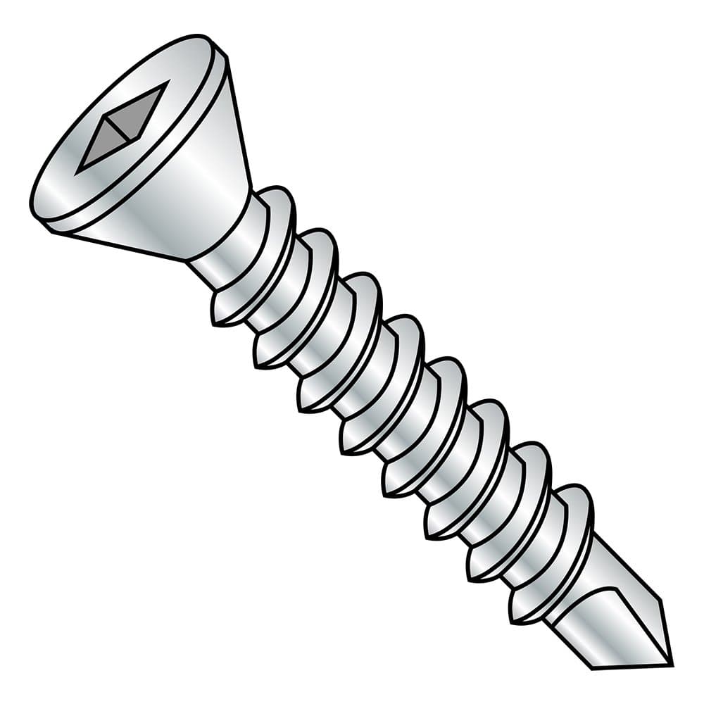 Small Parts 0820KQT Tornillo autocortante de acero zincado, cabeza plana trim, cuadrado, #8-18 x 1-1/4" (Pack de 50)