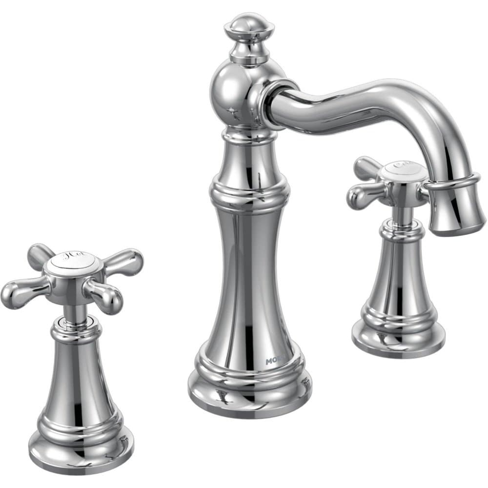 Moen Weymouth TS42114NL Grifería de Lavabo Widespread, Níquel Pulido