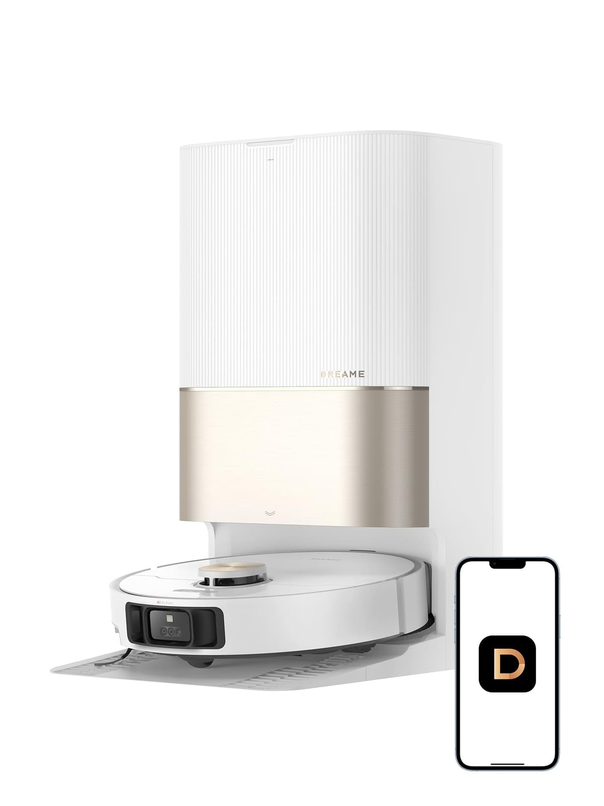 DREAME X40 Ultra Robotic Vacuum con Mopa Removible y Elevable, 12, 000Pa, Auto-Empty, Auto Refill, Blanco RLX63CE