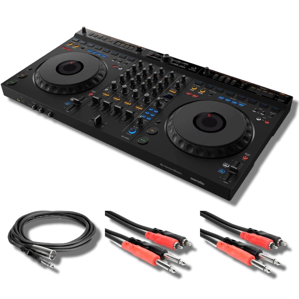 StreamEye DDJ-GRV6 4-Channel DJ Controller con cables Hosa CPR-203 y STX-105M incluidos