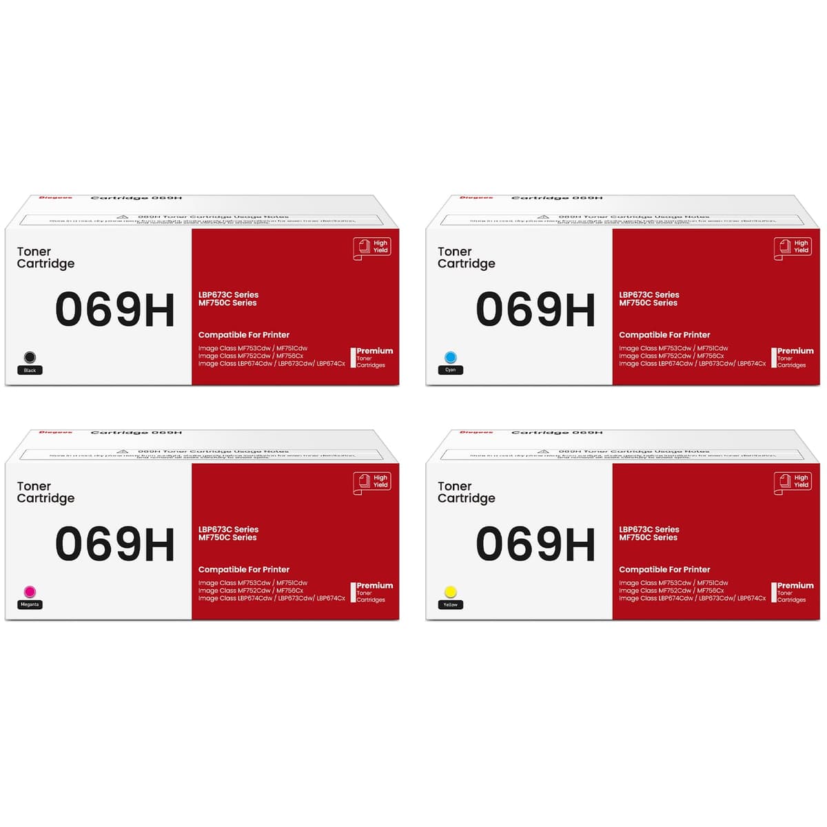 Diegees Set de cartuchos de tóner 069H compatible con Canon MF753Cdw, 4 unidades 069-4P