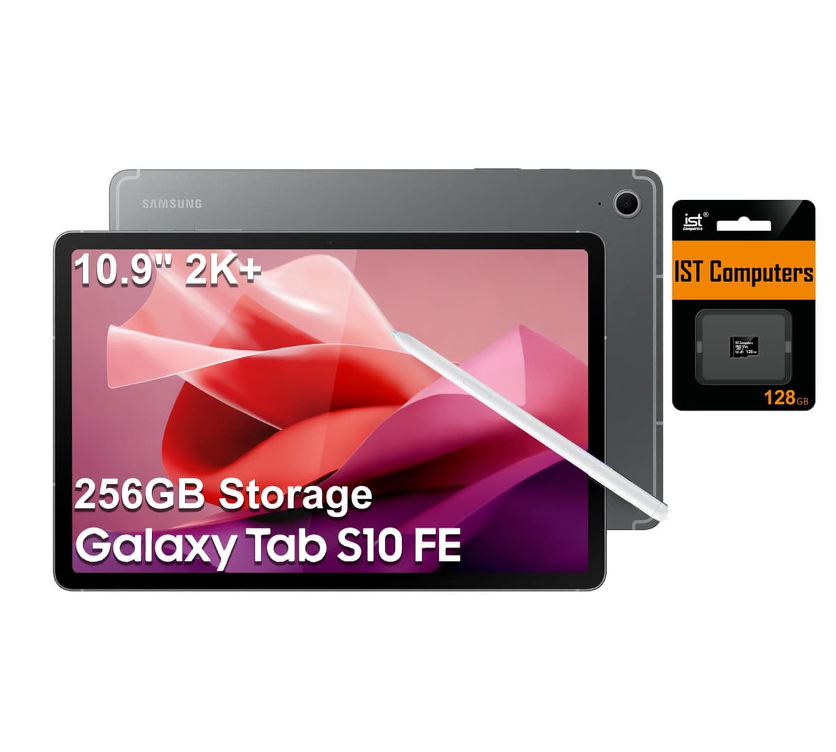 Samsung Galaxy Tab S10 FE AI Tablet Android (10.9" 2K+ 90Hz Pantalla Táctil, 8 núcleos, 8GB RAM, 256GB Almacenamiento (128GB+128GB Tarjeta SD), S Pen, Larga Duración de Batería, Cámaras Dual, Ultra Ligera, SM-X520, Versión NA)