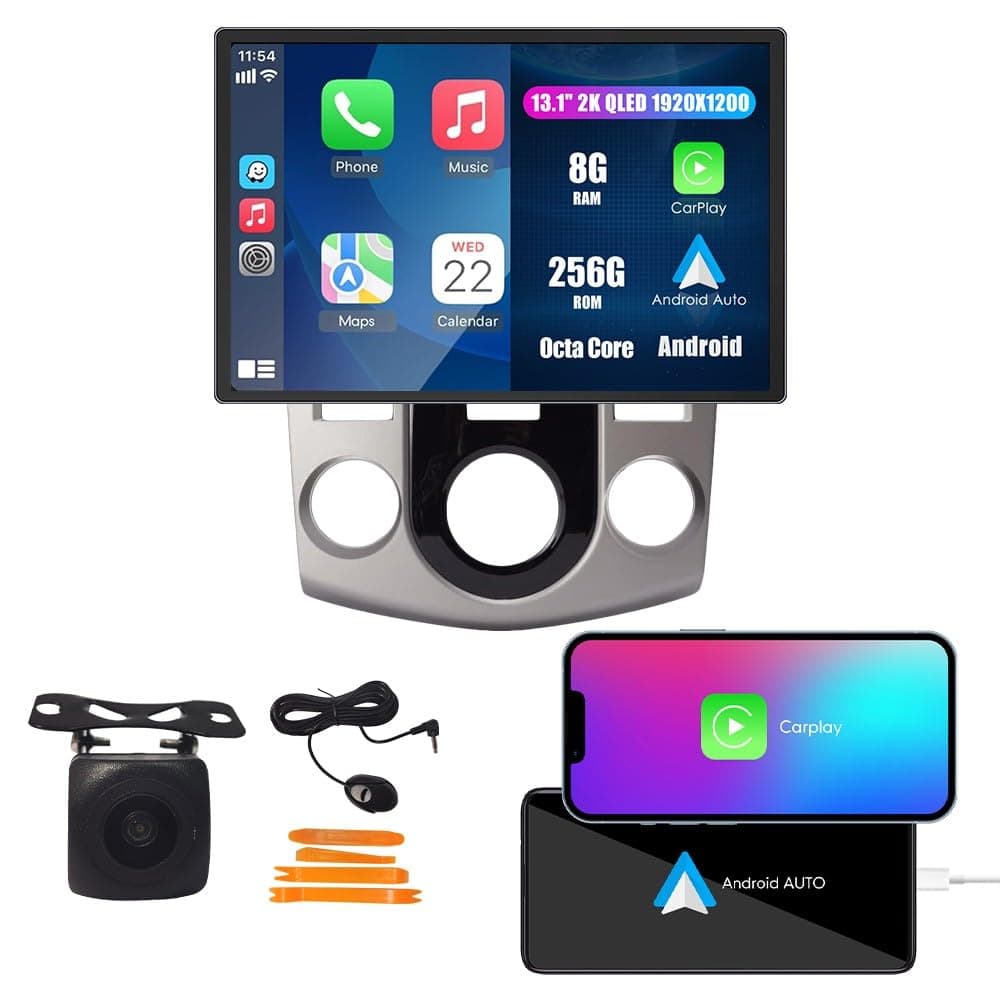 Wostoke Radio Estéreo con Pantalla GPS de 13.1" QLED Táctil CarPlay Android Auto Reproductor Multimedia Tablet para Kia Forte 08-13, si aplica Octa Core 8G+256G MT WS-D8346A-1