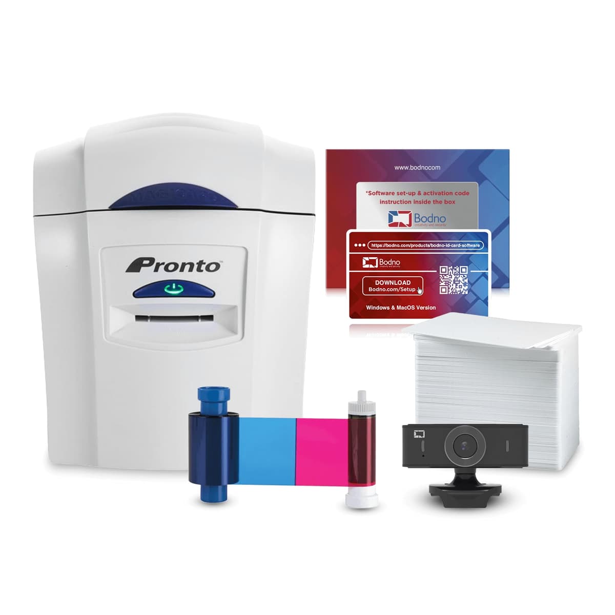 Bodno Magicard Pronto ID Card Printer & Complete Supplies Package Bronze Edition 07-I8MY-CDMW