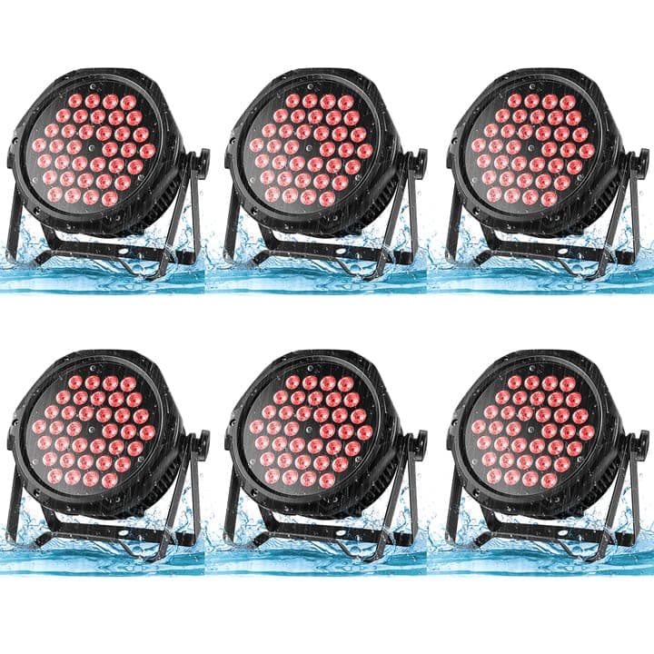 HOLDLAMP Par Can LED impermeable para exteriores, RGB 3-en-1, control DMX, activación por sonido (pack de 6) ZQ01092