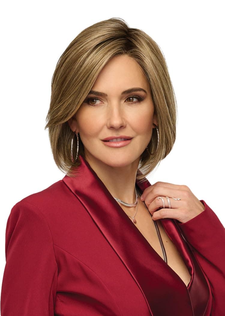 Hair u wear Raquel Welch Straight Up With A Twist Elite Peluca bob a la altura de la barbilla entallada, longitud hasta la barbilla, Talla de gorro promedio, SS12/22 SS Cappuccino