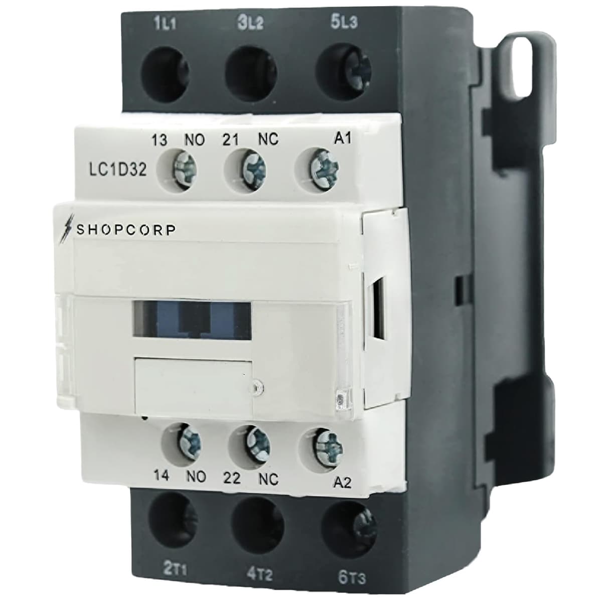 Shopcorp Contactor 3 polos 30A 110-120VAC Coil, 1NO/1NC con Base para Rail DIN - Pack 30 1911