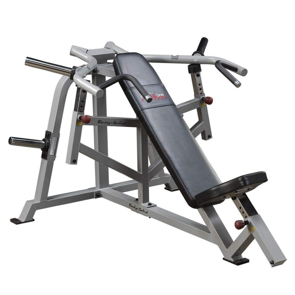 Body-Solid Pro ClubLine (LVIP) Banco de Press de Inclinación de Palanca para Gimnasio - Máquina de Press Convergente para Pecho y Hombros con Rodamientos Sellados y Posiciones de Inicio Asistidas por Gas