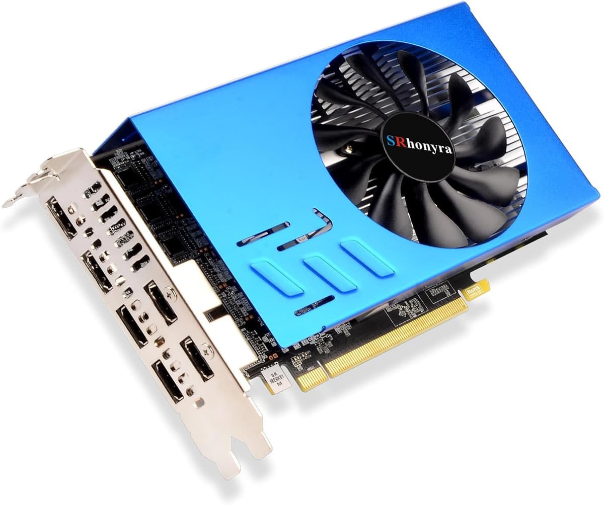SRhonyra RX 580 8GB Tarjeta Gráfica 6 Monitores Salidas HDMI 2.0 para Trading de Acciones, Monitoreo, Muro de Video, Presentación, Proyección y Fusionado SR586H82