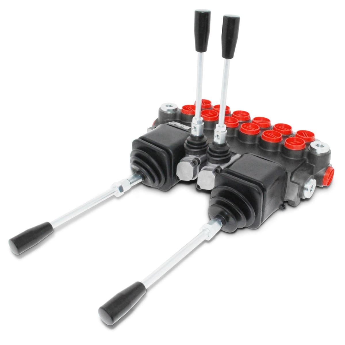 Summit Hydraulics Monoblock Válvula Direccional Hidráulica 6 Spool con 2 Joysticks 11 GPM P401-6A1-2J