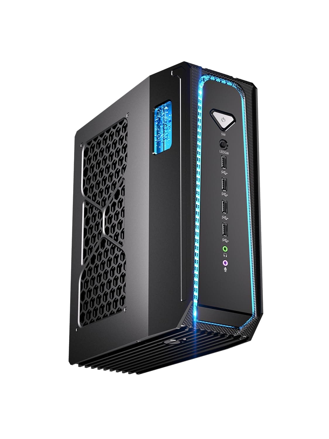 Thdeukoty Mini Gaming PC Core i9-14900F 64GB DDR5 4TB SSD Liquid Cooled con RTX 4060Ti, WiFi 6E, BT5.3, Quad Display