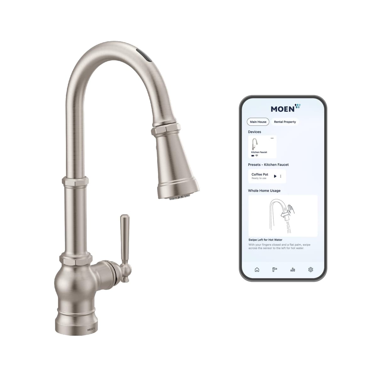 Moen Paterson S75003EV2SRS - Grifo inteligente touchless Spot Resist S72003EV2SRS