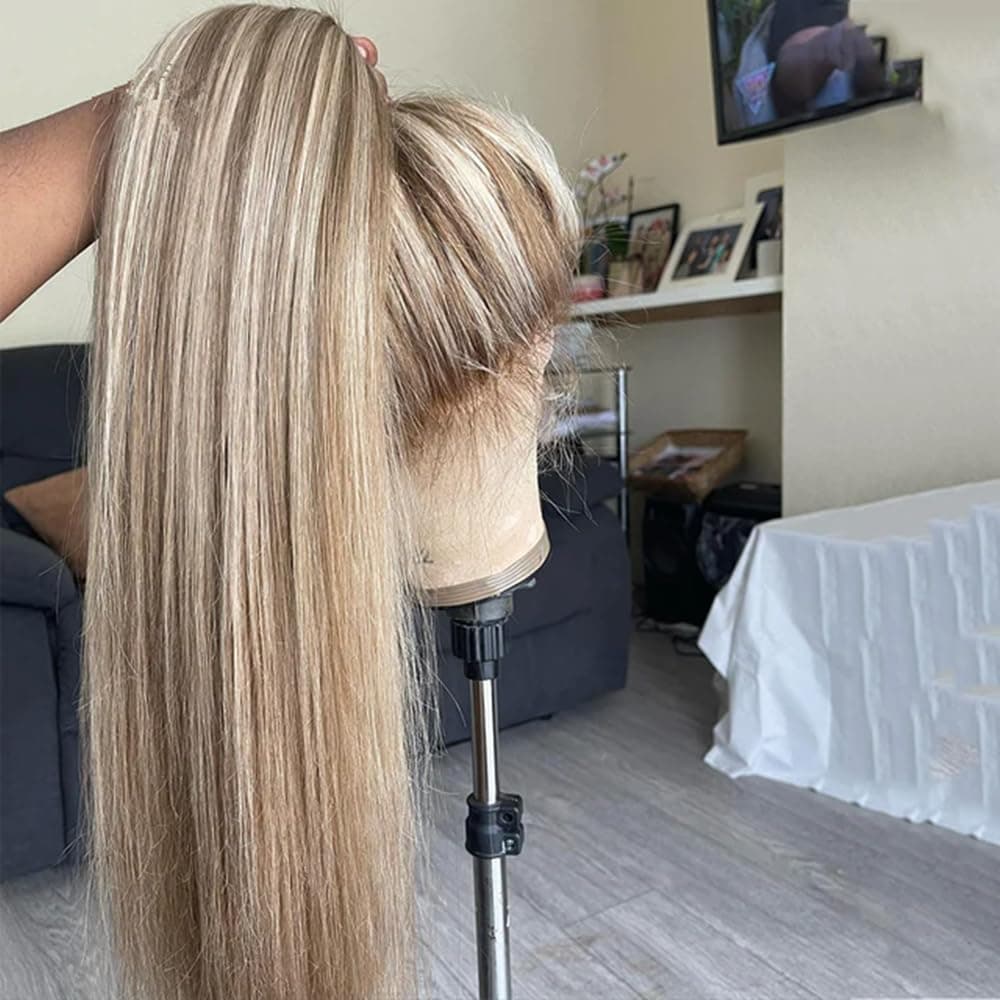 Beayhal Peluca 360 lace frontal 26" Ombre #4/613 180% densidad, humana Remy, pre-plucked, HD lace (marrón a rubio) Beayhal20240718r7