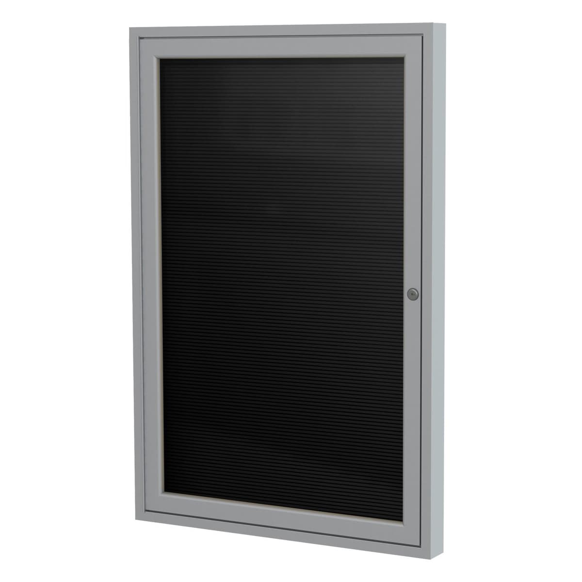 Ghent 36"x36" 1-Puerta Marco de Aluminio Satinado Enclosed Flannel Letterboard - Negro - Hecho en EE. UU. PA13636B-BK