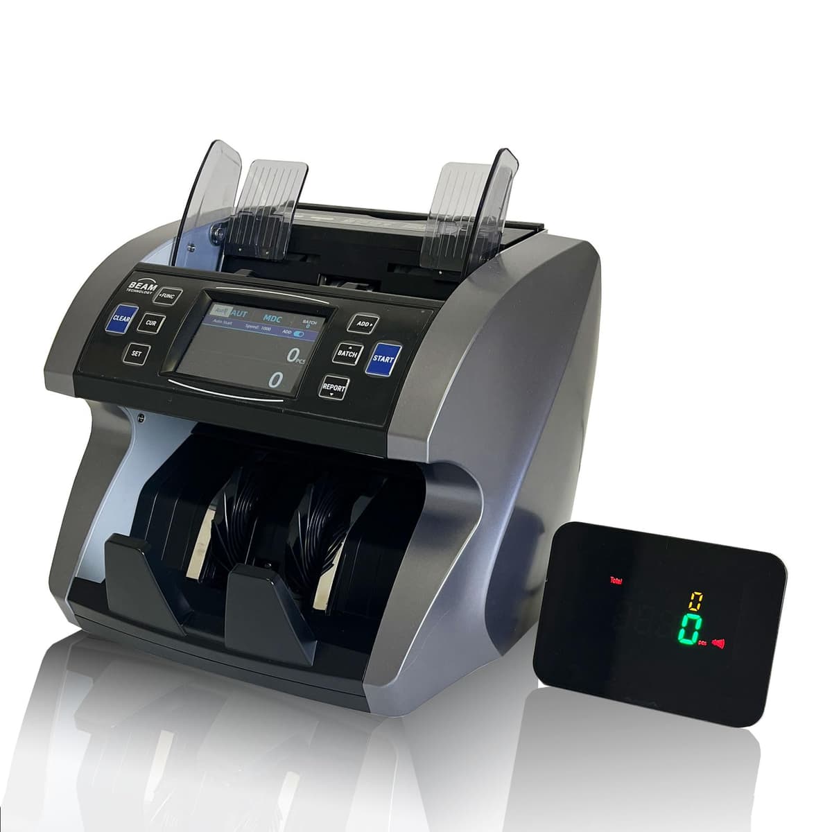 Beam Technology Contadora de Billetes Banco / Mixta con Detección CIS/UV/MG/IR/DD, 8 Monedas, Conteo por Valor y Pantalla Táctil BCD-1000