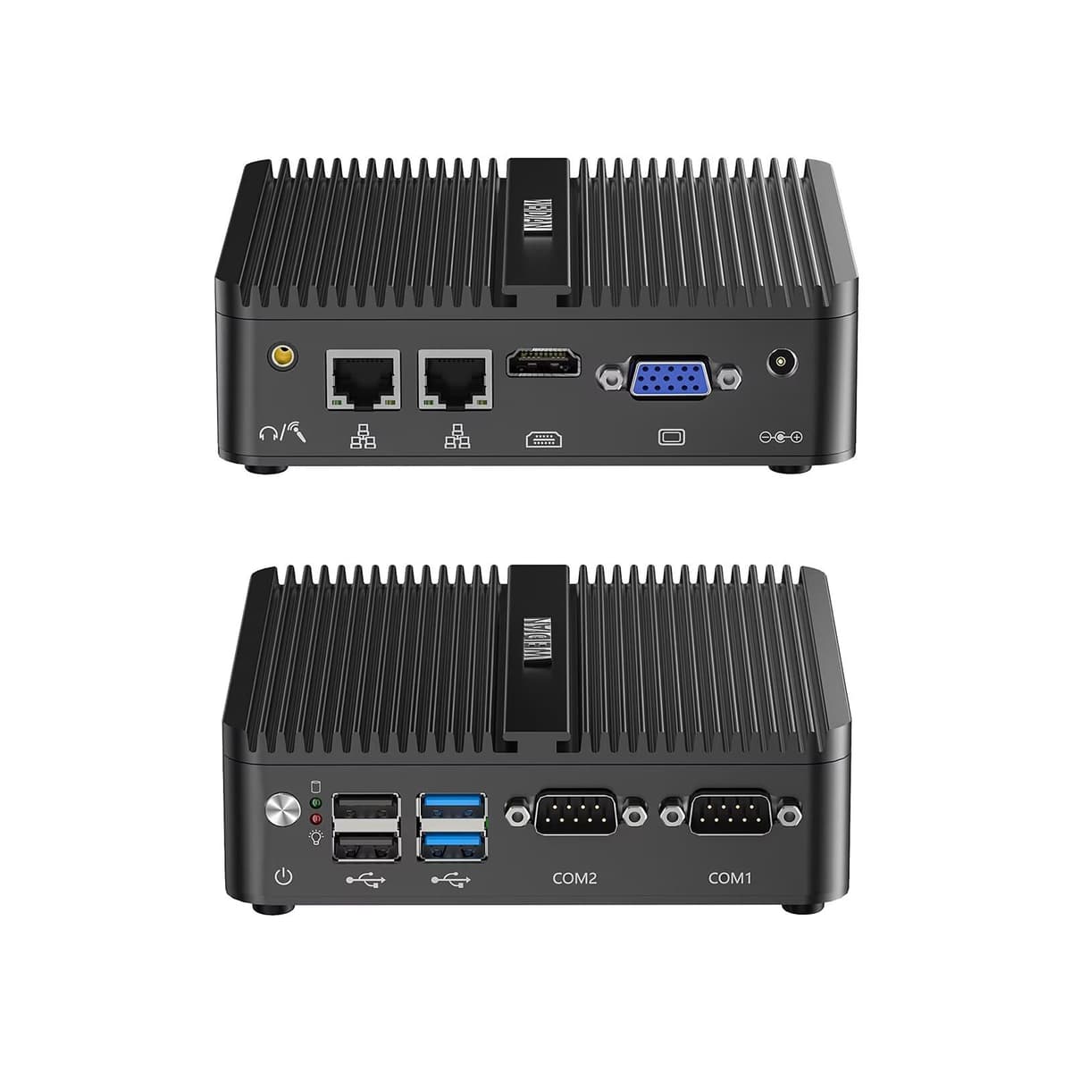 WEIDIAN Mini PC Fanless H3 - N100 hasta 3.4GHz, 4K+VGA dual display, 2x Gigabit LAN, 2x RS232, WiFi, BT, 32GB RAM 512GB SSD