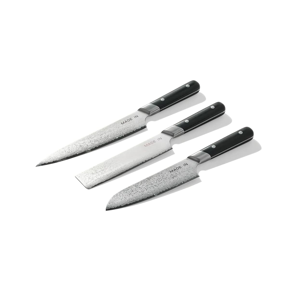 Made In Set de 3 Cuchillos Japoneses Damascus con Núcleo VG-10 - Gyuto 8", Nakiri 6", Santoku 6" KIT-3-KNF-JP-P