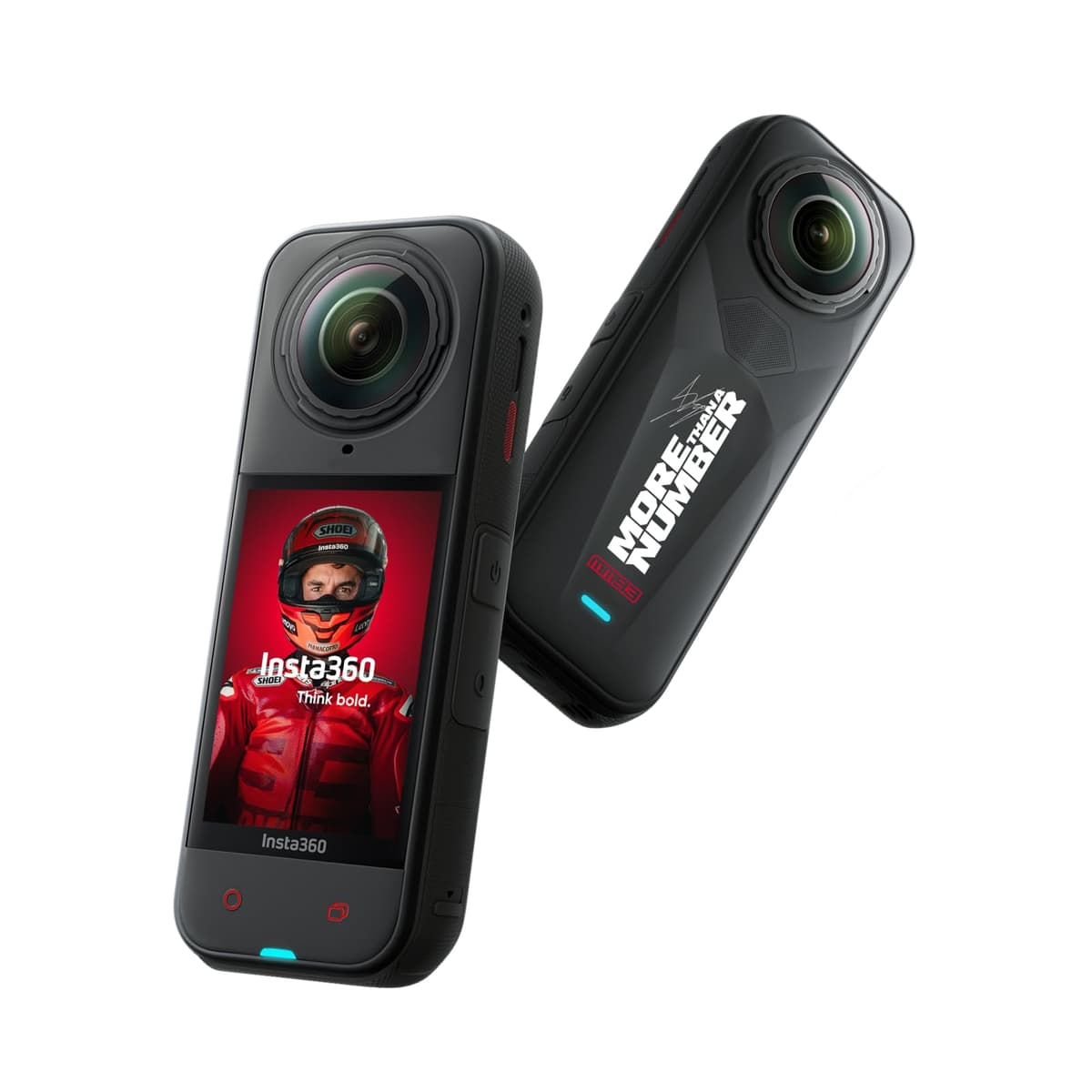Insta360 X5 MM93 Edición Championship - Cámara 360 impermeable 8K, rendimiento líder en baja luminosidad, efecto palo selfie invisible, lentes resistentes y reemplazables, batería 205 min, protector contra viento, estabilización CINSAAHA-MM93