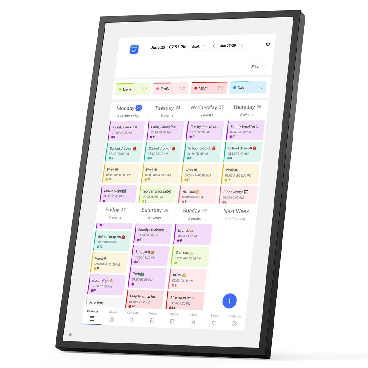 LOOFII Calendario Digital Inteligente 21.5" FHD con Pantalla Táctil, Planificador Familiar y Cuadro de Tareas (Negro/Blanco) C-3