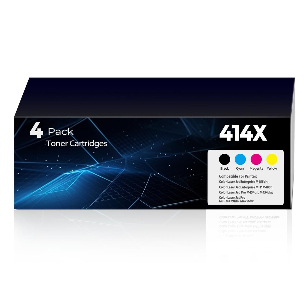 Gaiyeep Tuny Pack de 4 Toners Reemplazo 414X (1BK+1C+1M+1Y) con Chip para HP Pro MFP M479/M454 GTUS-414X-4PK-FBM