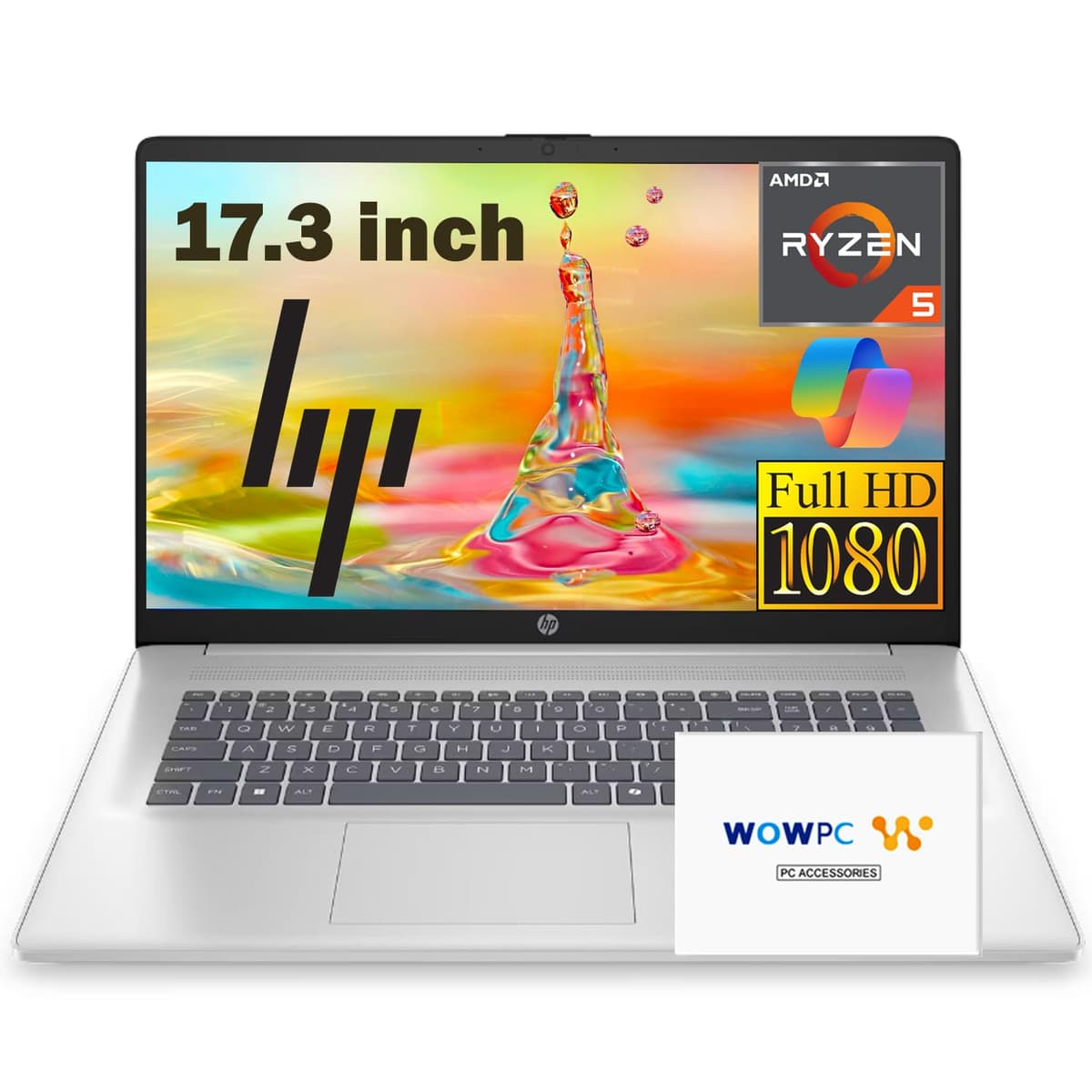hp Última Laptop Empresarial de 17 Pulgadas 2025, Pantalla IPS Anti-Reflejo 17.3'' FHD, AMD Ryzen 5 7430U (Supera al Core i7-1355U), 32GB RAM, SSD 1TB, Gráficos AMD Radeon, HDMI, Windows 11 Pro, Wi-Fi 6, WOWPC USB HP Laptop