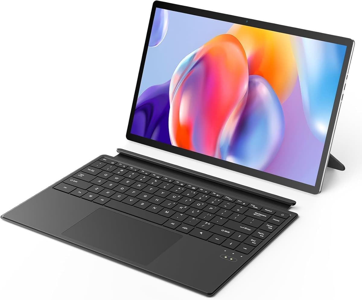 FUNYET 2 en 1 Laptop con Pantalla Táctil 2025, Tablet Laptop de 14 Pulgadas, Windows 11 Pro, Procesador 12ª Gen N100, 16GB DDR5 RAM, 512GB SSD, 1920 x 1200, Wi-Fi 6, BT5.2, Teclado Retroiluminado