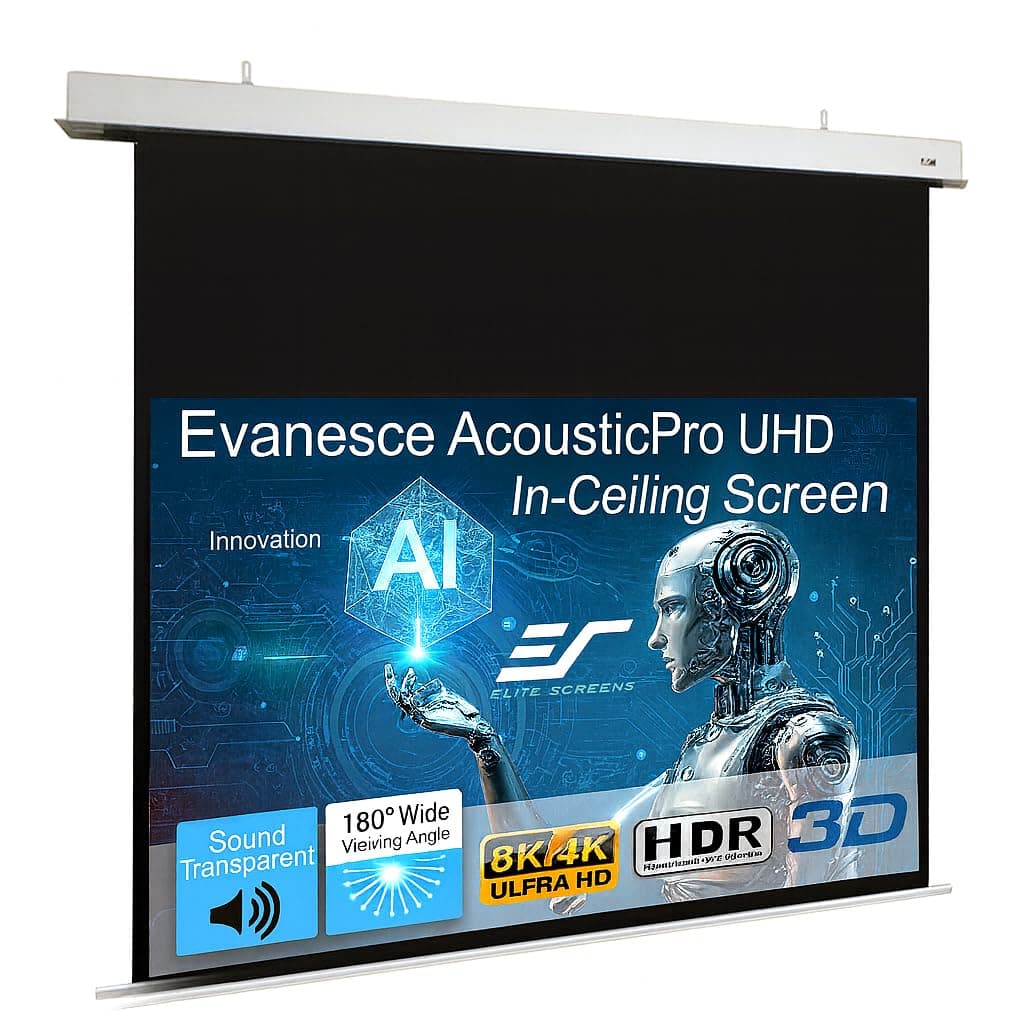 Elite Screens Evanesce 140" (16:9) - Pantalla eléctrica empotrable acústicamente transparente IHOME140H3-E6-AUHD