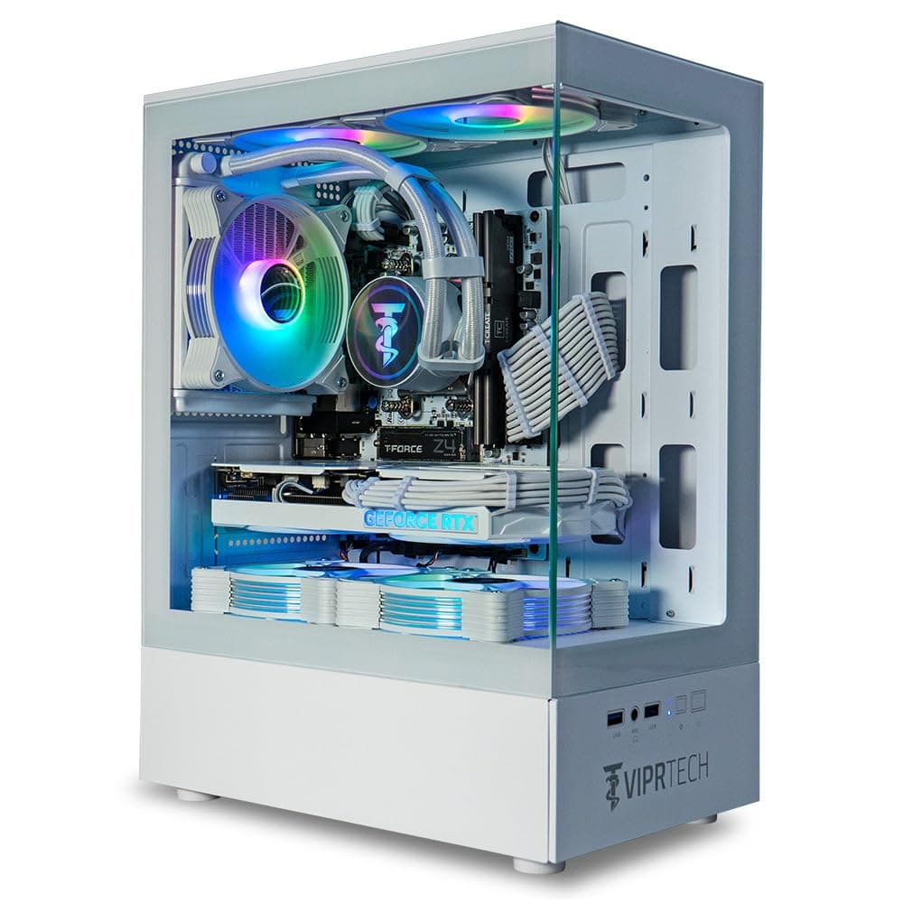 ViprTech Stryker 4.0 Liquid-Cooled PC, AMD Ryzen 7, RTX 5060 8GB, 16GB DDR4, 1TB NVMe, Win 11 Pro, Blanco R7-4060-32G-1T-L-Stryker