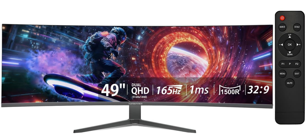 XUNDEFINED Monitor Curvo 49" Ultrawide 5K (5120x1440) 165Hz R1500, HDR400, USB-C, HDMI 2.1, DP1.4 XG49DH16C