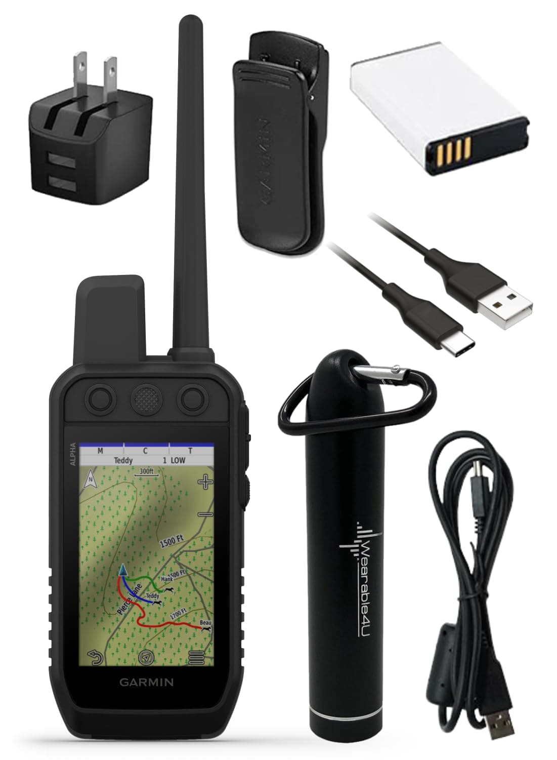 Wearable4U Garmin Alpha 300 Handheld - Rastreo y entrenamiento avanzado con E-Bank incluido 010-02807-50