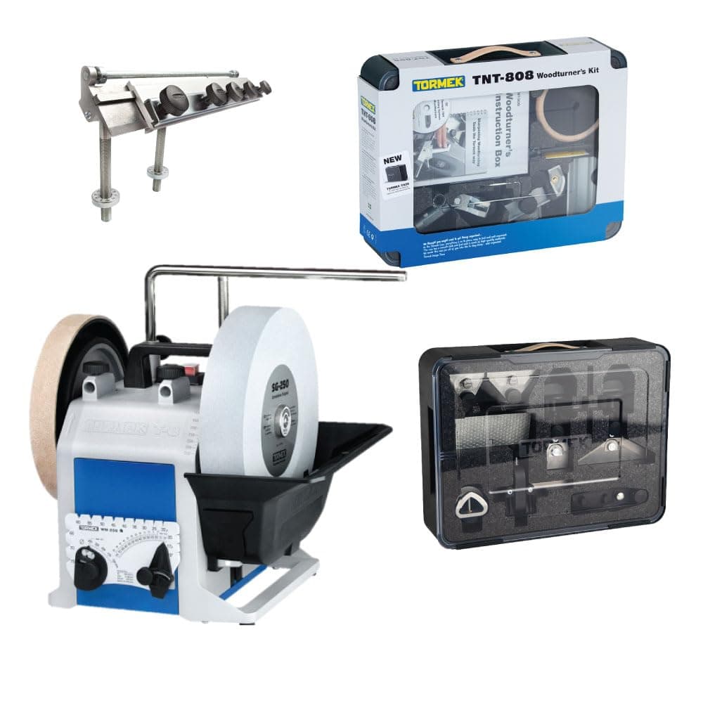 Tormek T-8 Kit Definitivo (T-8 ORIGINAL, HTK-1006, TNT-808, SVH-320) para afilar herramientas manuales, herramientas para tornear madera y cuchillas de cepillo (Versión EE. UU.) TBU824