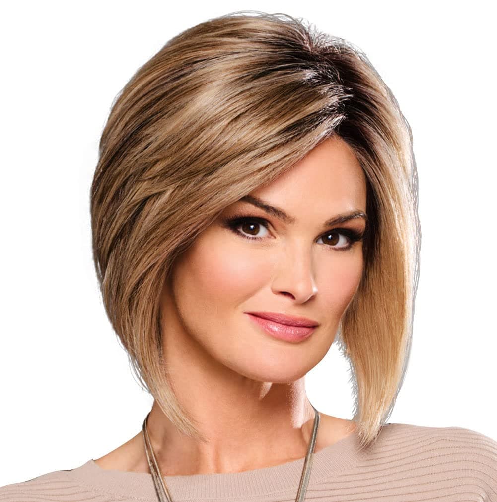 Hair u wear Raquel Welch Boudoir Glam bob a la altura de la barbilla, 100% anudada a mano, casquete Petite-Average, RL14/25SS Honey Ginger