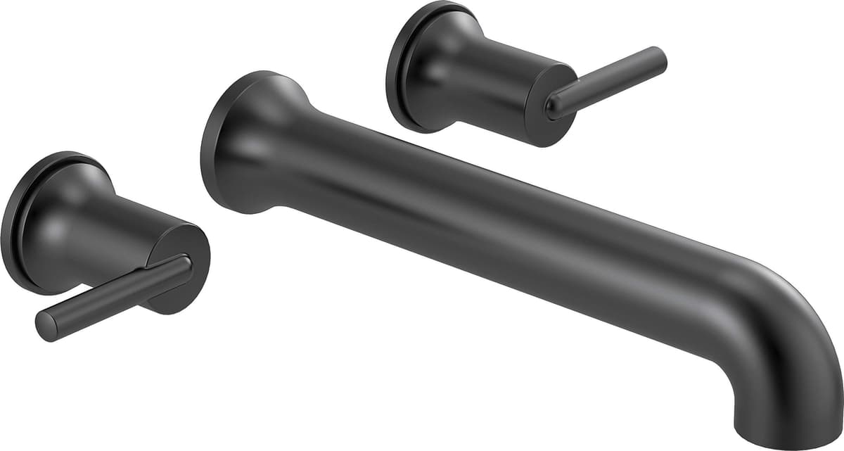 Grifo de pared para bañera Delta T5759-BLWL, 3 agujeros, negro mate (válvula no incluida)