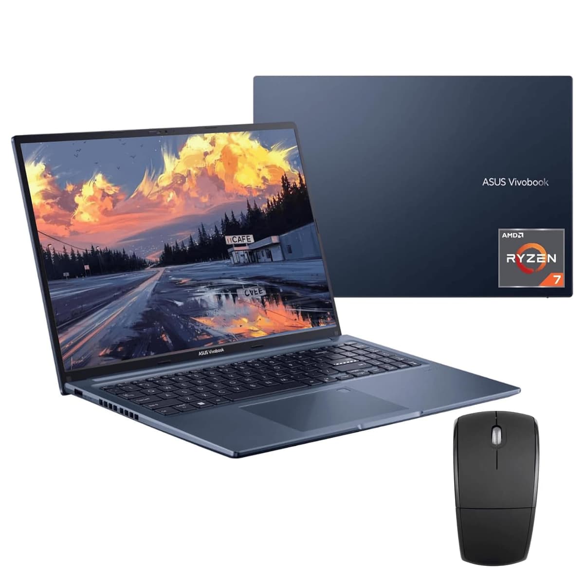 ASUS Vivobook 2023 Laptop, pantalla HD de 16", AMD Ryzen 7 5800HS (8 núcleos, supera a i7-1195G7), 12 GB RAM, 512 GB SSD, gráficos AMD Radeon, WiFi 6, teclado tipo chiclet, USB-A y USB-C, Windows 11 Home