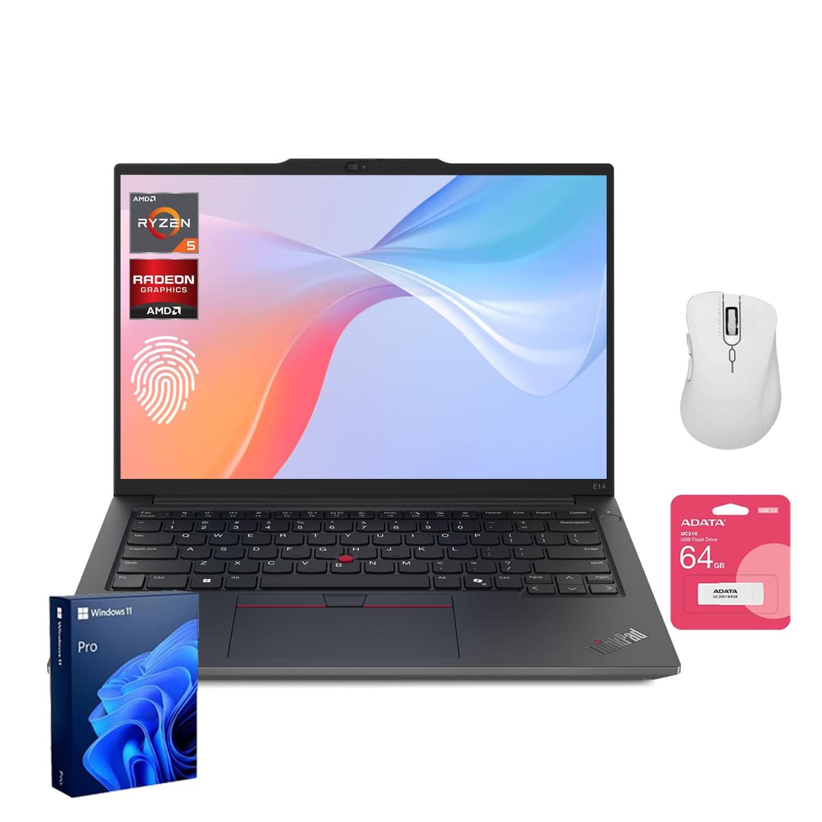 Lenovo ThinkPad E14 Gen 6 Business Laptop 14" FHD+ Anti-Glare AMD Ryzen 5 7535U 32GB DDR5 2TB SSD Fingerprint Backlit HDMI Wi-Fi 6 Windows 11 Pro Bundle E16 Gen 2