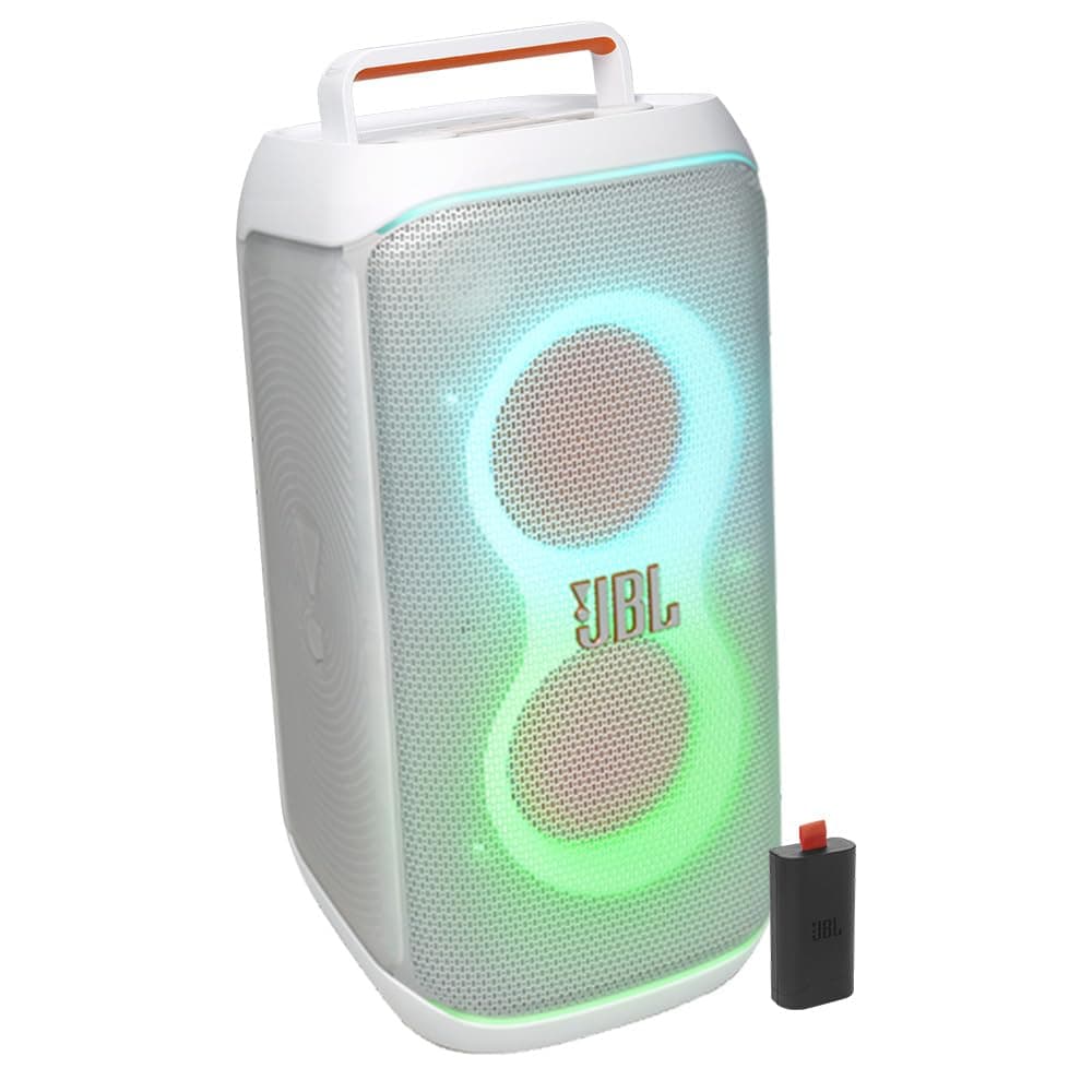 JBL PARTYBOX Club 120 Portable Party Speaker Bundle con batería adicional 200 (White) PB120+BATTERY200-W
