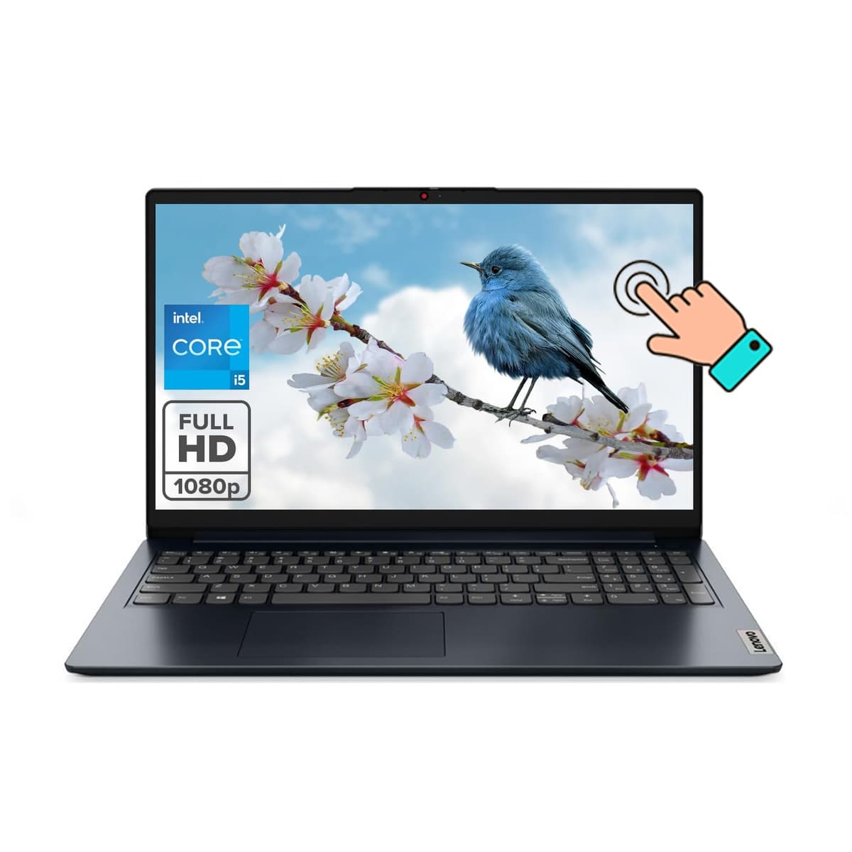Lenovo Ideapad, laptop táctil 15.6" FHD, Intel Core i5-1235U de 12ª generación (10 núcleos), 8 GB RAM, 512 GB SSD, Intel Iris Xe, Wi-Fi 6, Windows 11 S, azul Abyss, accesorios EAT Mouse