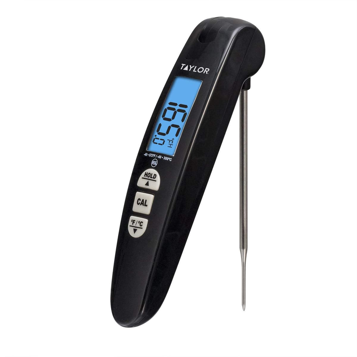 Taylor Digital Turbo Termómetro instantáneo tipo termocupla para carne - Sonda plegable, negro (Pack de 12) TAP9867B