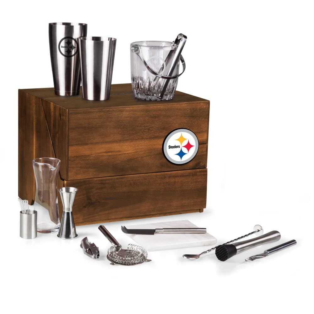 PICNIC TIME Madison Acacia Tabletop Bar Tool Set - Pittsburgh Steelers 668-44-508-257-2